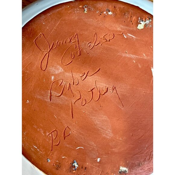 Bybee Pottery KY Christmas Poinsettia Flower Pink White Spongeware Mixing Bowl - Picture 16 of 16